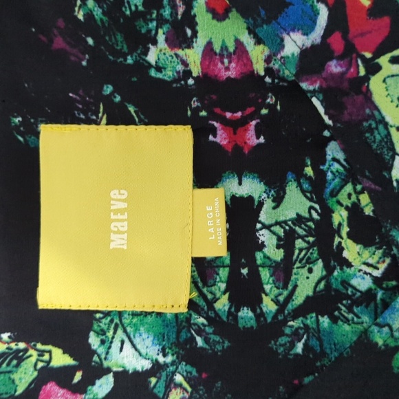 Maeve Anthropologie Black Flowy Floral Mini Dress - Picture 4 of 8